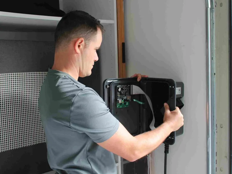 Détail de borne de recharge pour voiture électrique